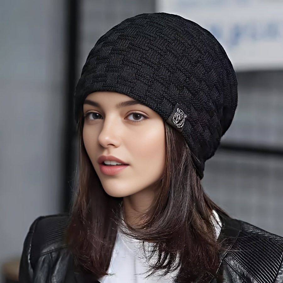 Women's Autumn and Winter Beanie with Korean Style Pullover Hood, Pile Hat,  Casual Scarf Cap Sleep Cap