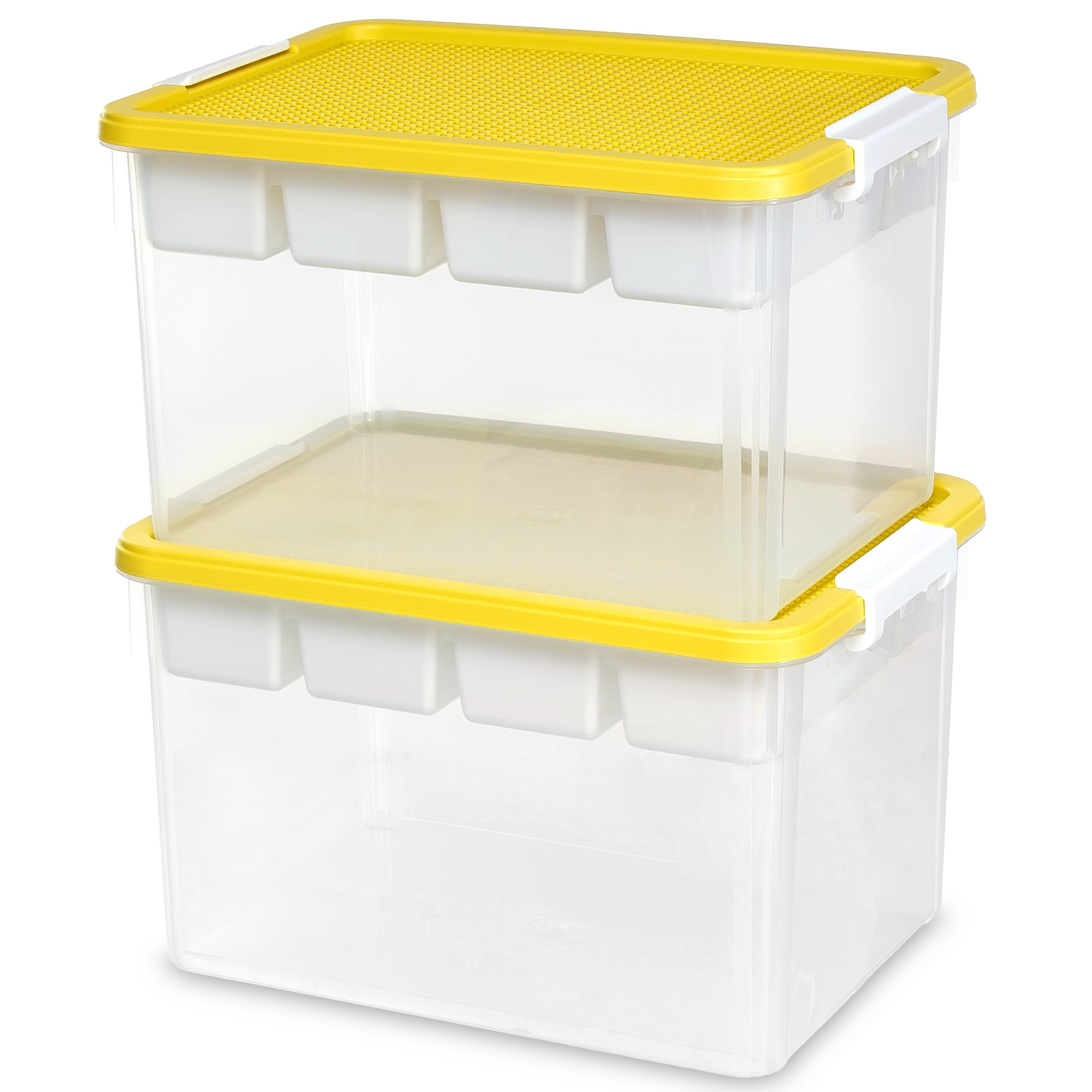 

Itylife 2pcs Toys Storage Organizer Bins, With Building Baseplate Lid And Removable Tray, 32 Quart Large Toy Box, Clear Storage Container For Organizing Kids Building Blocks, Storage Supplies