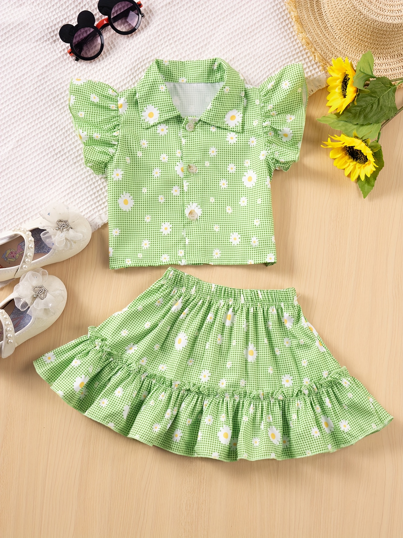 conjunto falda estampado floral niñas blusa Temu Colombia