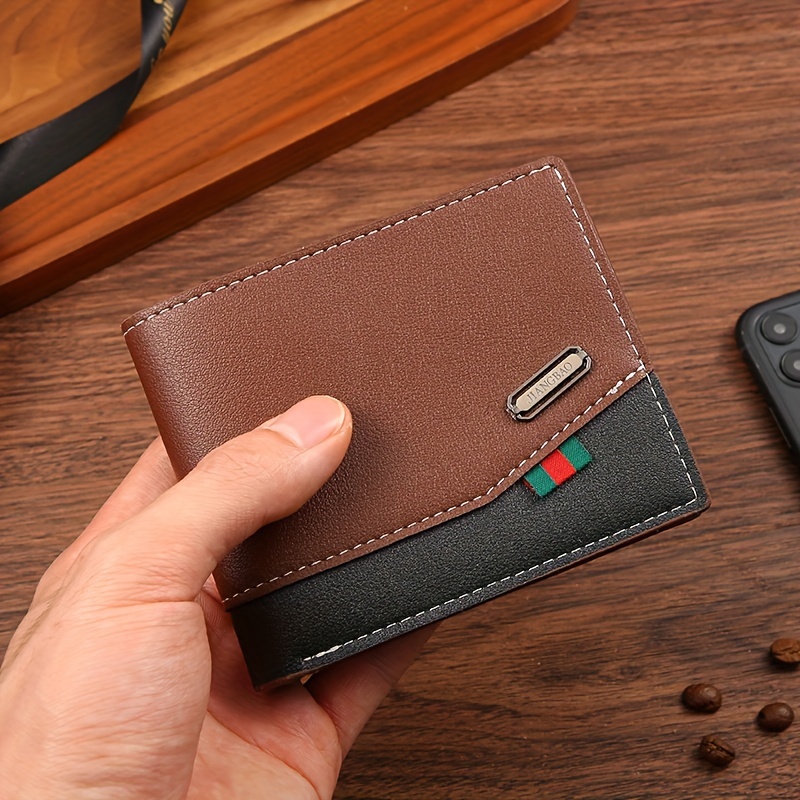 

1pc New Men's Wallet, Short Multi-card Slot Retro Casual Money Clip, Thin Two-fold Horizontal Soft Pvc Wallet