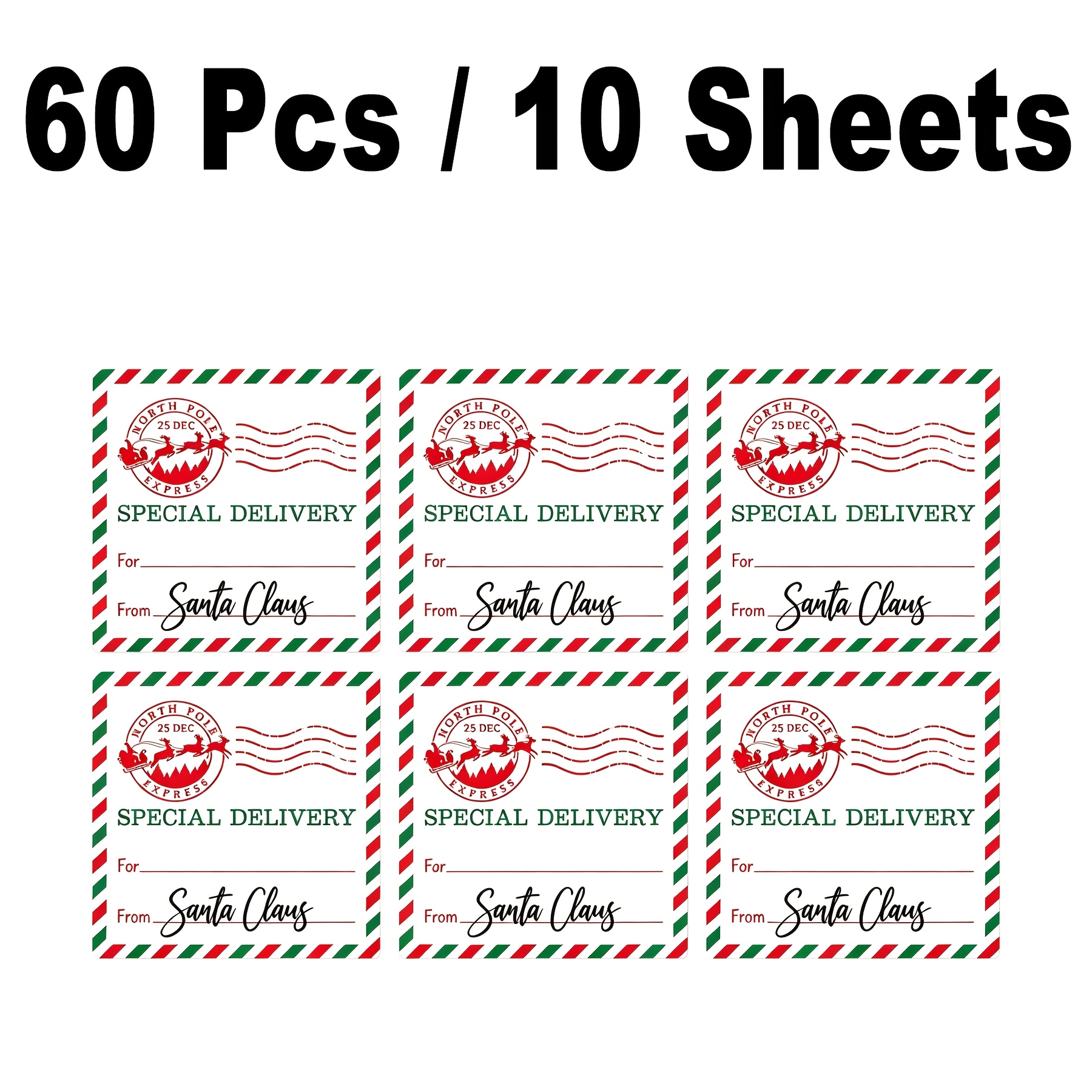 TEMU 60pcs Santa Claus Gift Label Stickers | Vintage Wavy Arctic Fillable Recipient Label, Size 6.4×6.4cm | Suitable For Christmas Gift Boxes, Gift