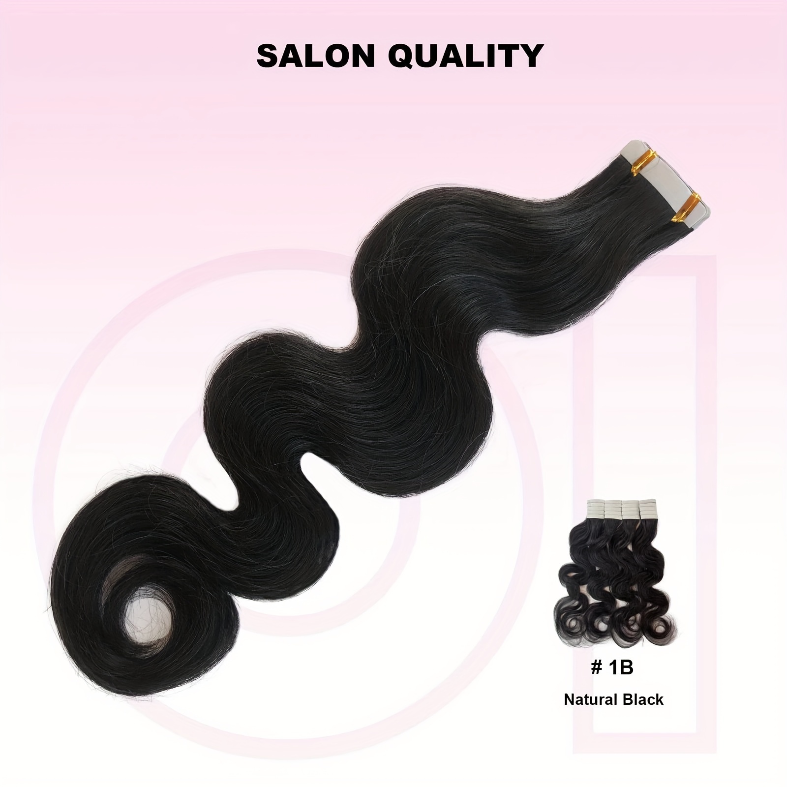 20pcs body wave human hair tape in extensions natural black Temu