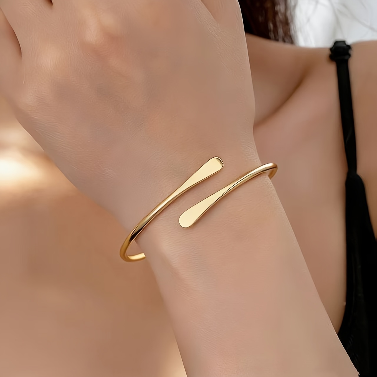TEMU 1pc Brazalete Chino Abierto , Influencer de , Joyería de Ajustable de Una Capa