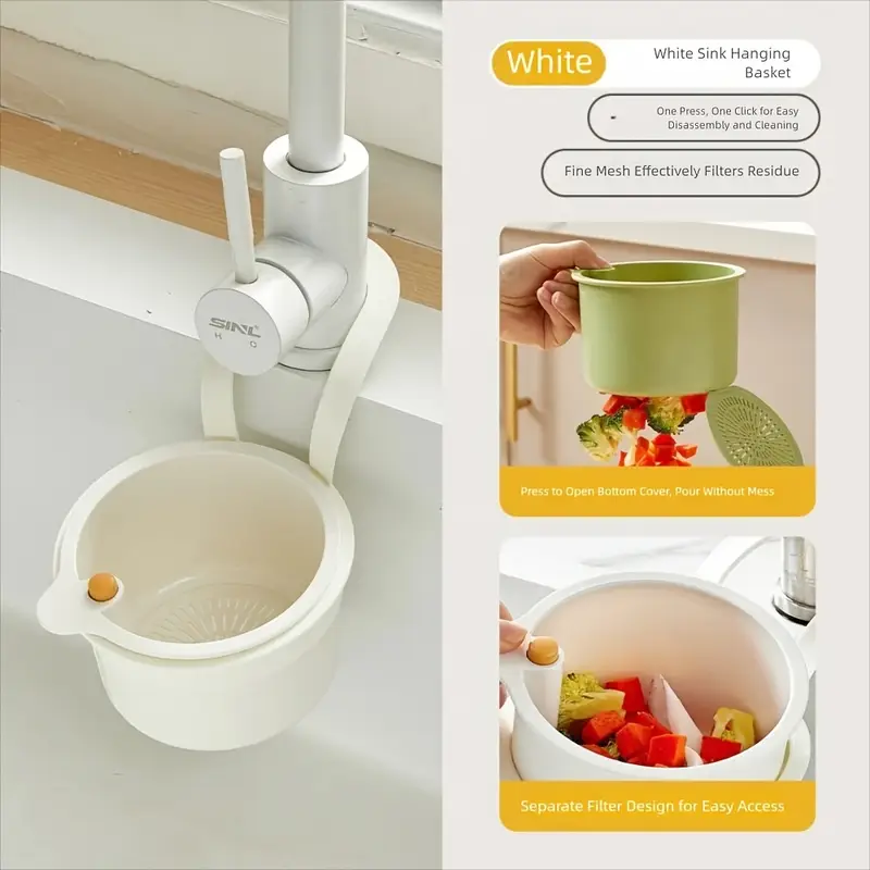 1pc hanging sink drain basket removable   with easy clean durable plastic space saving design for kitchen bathroom sturdy construction Product details 6
