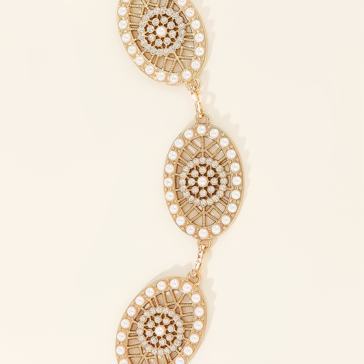 Geometric Pattern Adjustable Women's Belt with Chain