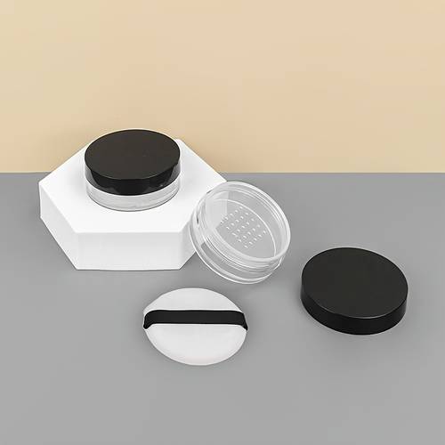 10g compact black empty powder case with puff portable refillable makeup container versatile eyeshadow blush storage box leakproof shockproof design
