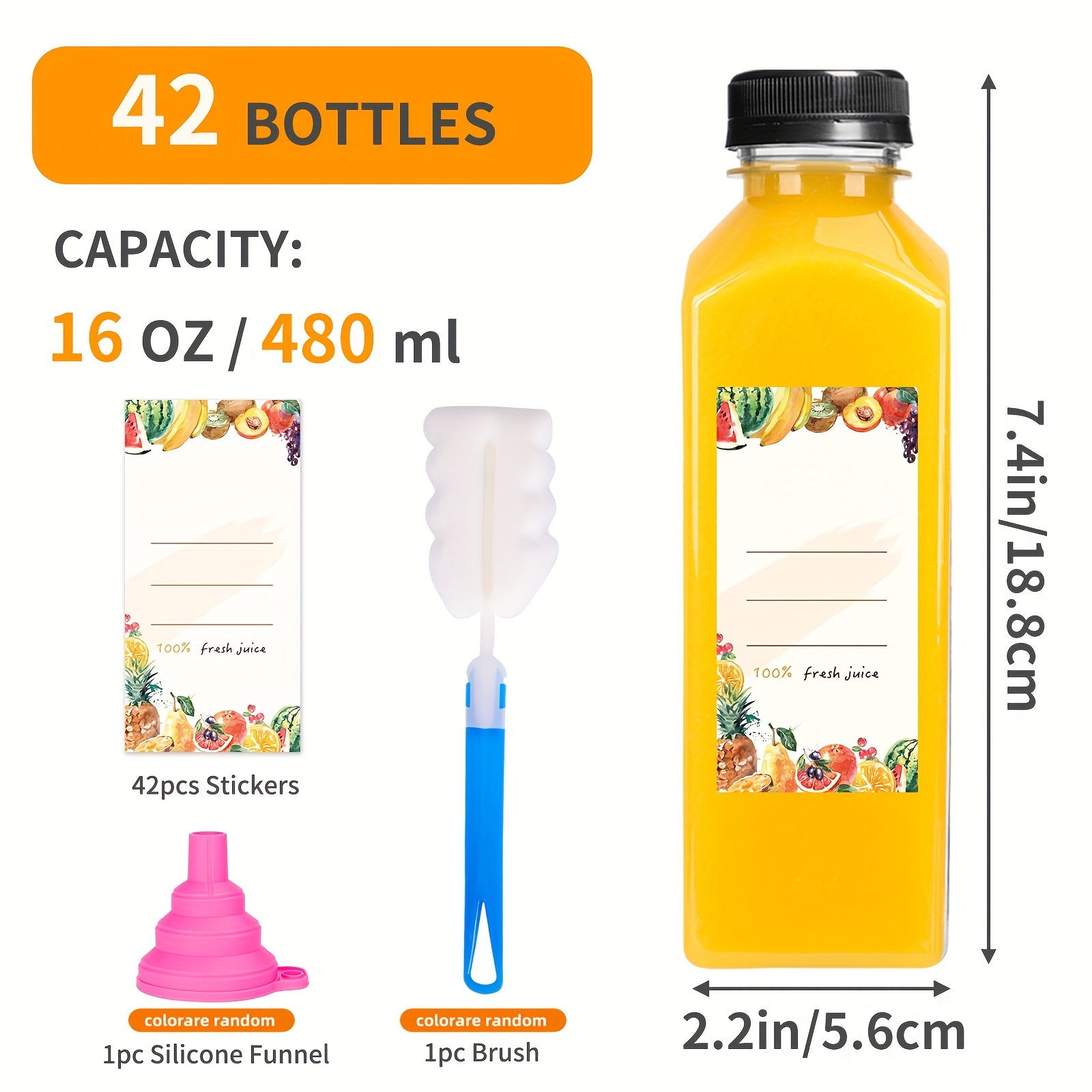 TEMU Plastic Juice Bottles With Caps, Refrigerator Juice Container With Lid, Reusable Container And Clear Beverage Bottle Can Hold Juice, Smoothies,