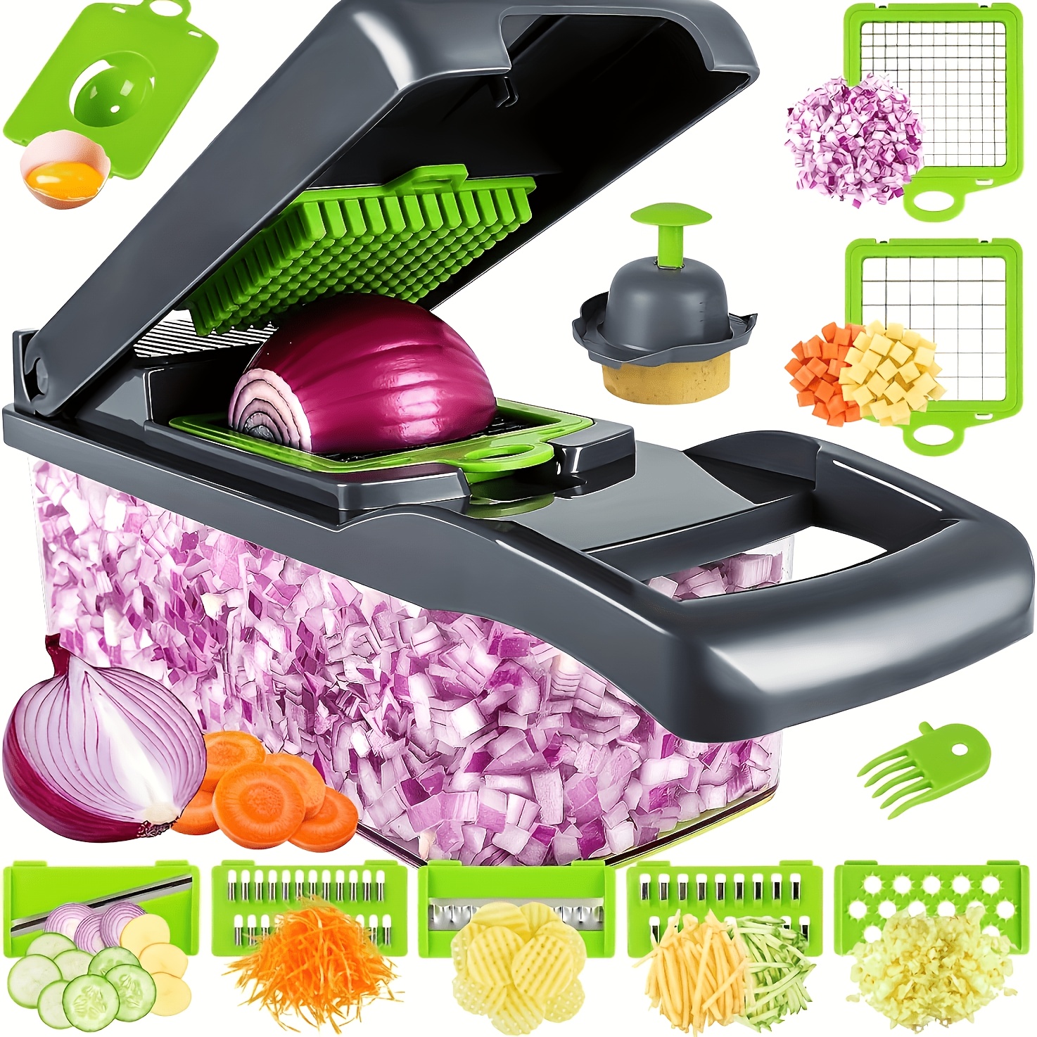 TEMU 14-in-1 Multifunctional Vegetable Chopper With Built- - Easy Clean, Dishwasher Safe Kitchen Gadget For Meal Prep