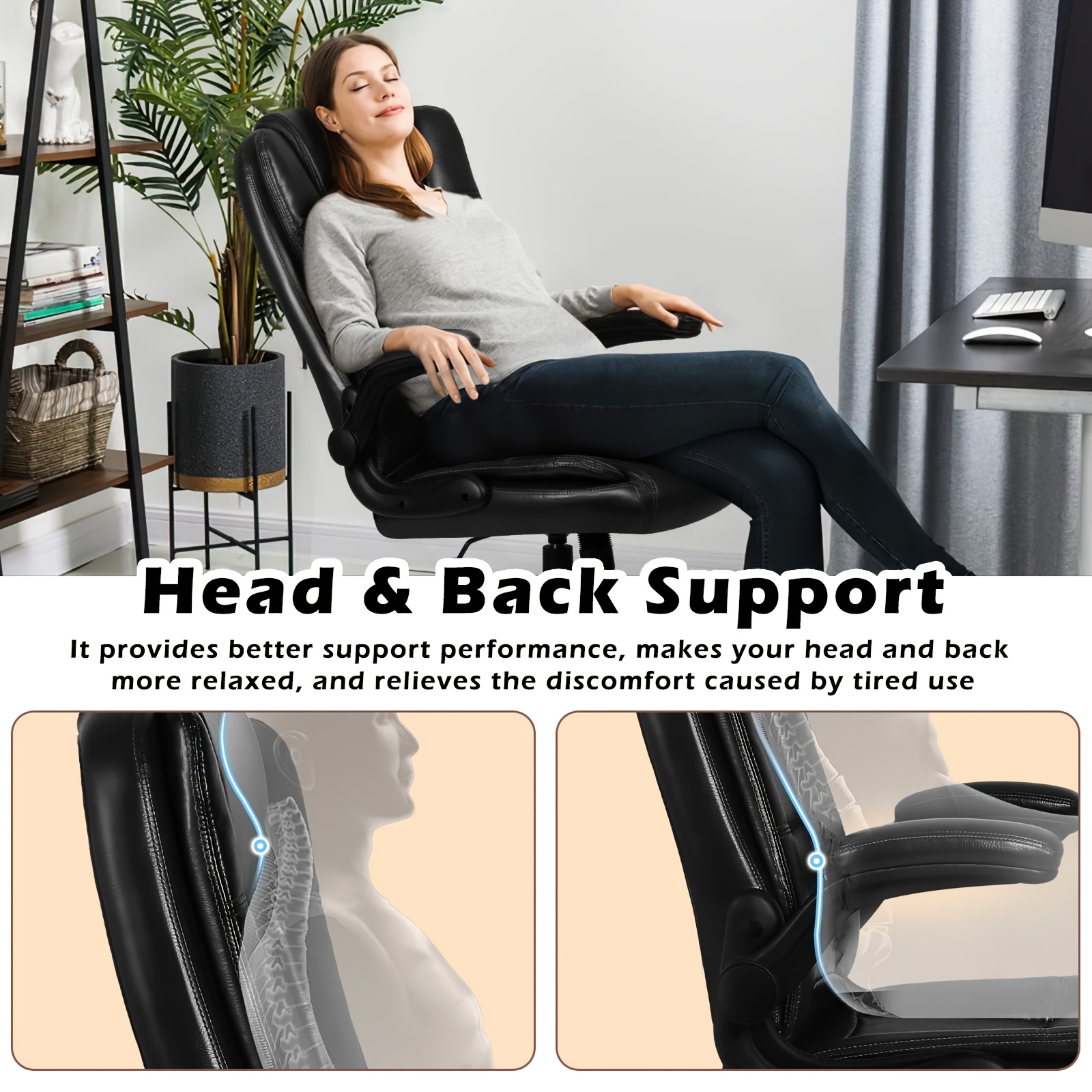 ergonomic office chair flip armrests high back lumbar Temu