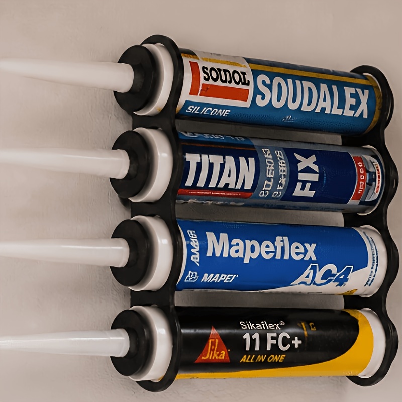 TEMU Mensola da parete per riporre mastice per capanno attrezzi , 2 pezzi, porta tubi da 4, organizzatore per tubi di mastice e stucco per attrezzi ,