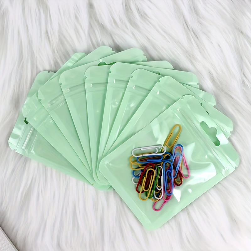 

100pcs, Macaron Green Inner Print Colorful Bone Bag, Stationery Clip Jewelry Sub-packaging Bag, Jewelry Jewelry Small Gift Bag, Socks Clothing Packaging Bag