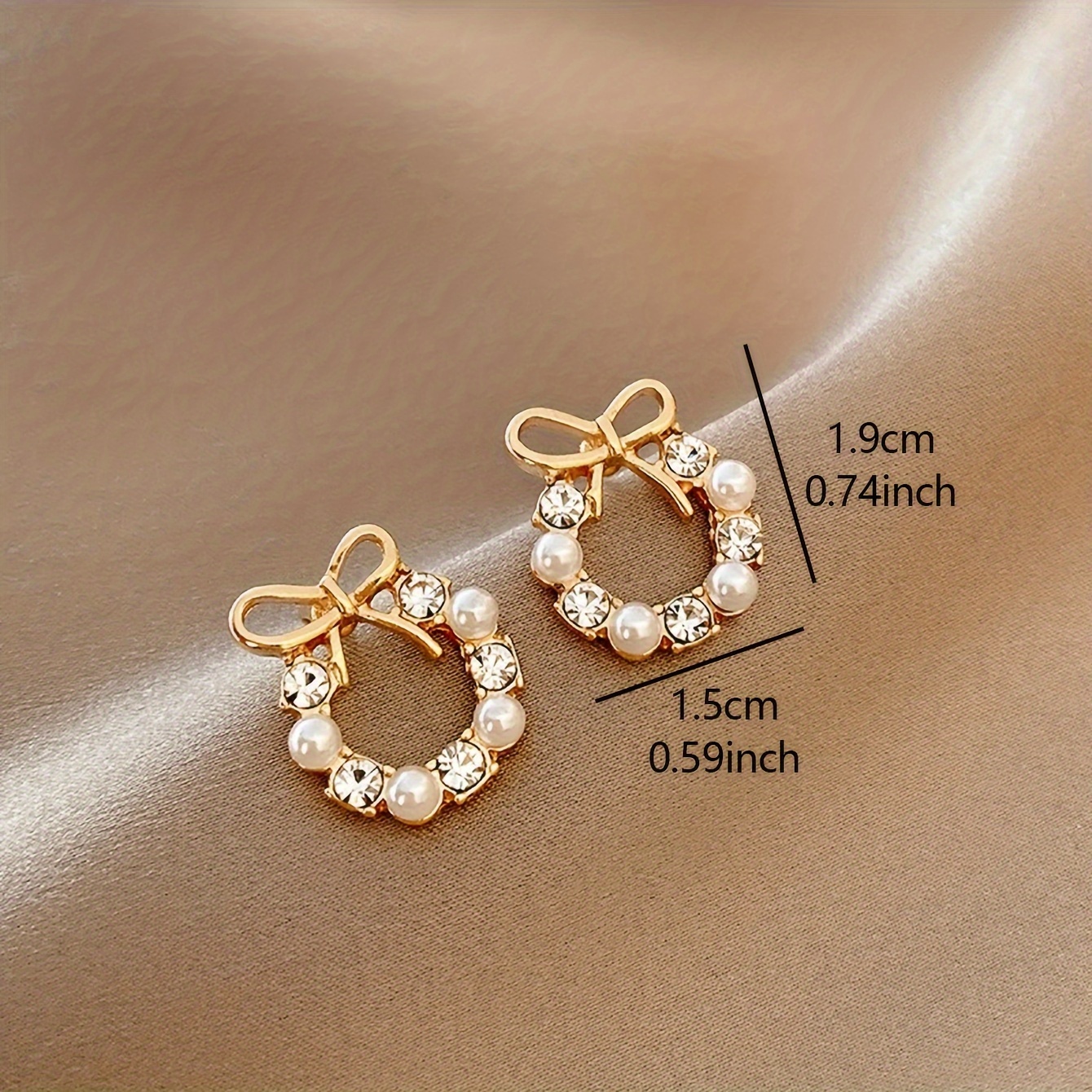 elegant vintage inspired bowknot stud earrings with faux pearl glass accents stainless steel posts zinc alloy perfect for casual attire details 3