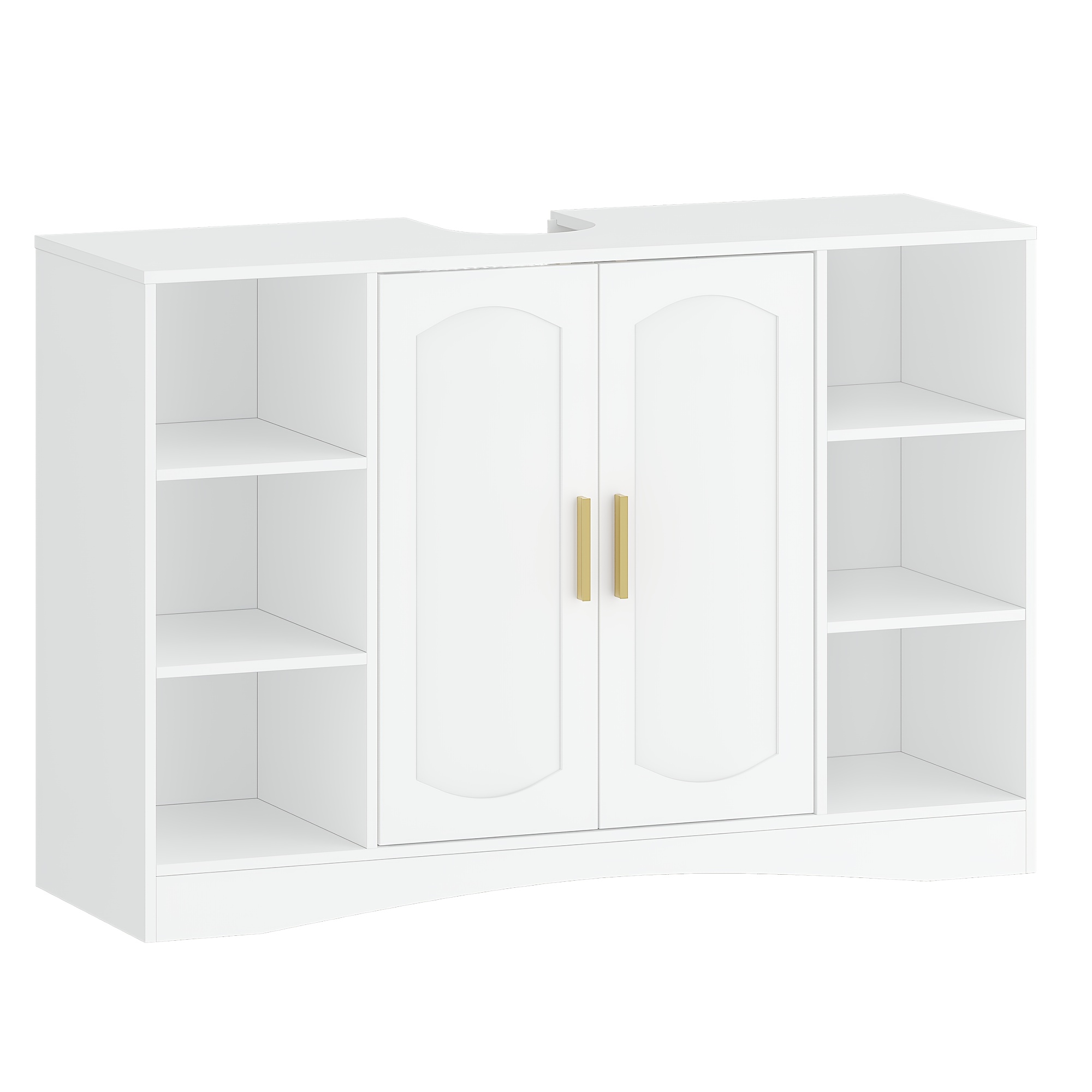 Vanity Unit, Base Cabinet, Bathroom Cabinet With 2 Doors, Bathroom Cabinet, Open Compartment, 2 Compartments Behind Doors, Adjustable Shelf, Of Storage Space, Freestanding, White