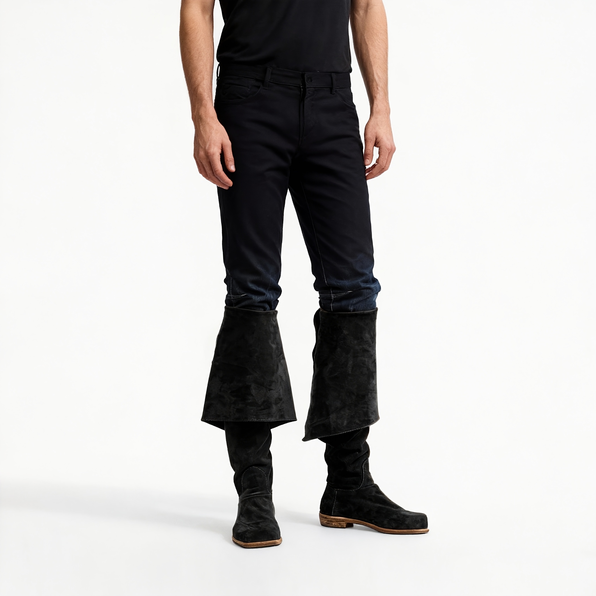Image of Men' Over Knee-high Boots - Western Riding Boots Suitable For Casual, Cosplay & Themed Events, Square Toe Pull-on Boots With Sole/ Outsole, Wear For Parties, Daily Use & Western Style