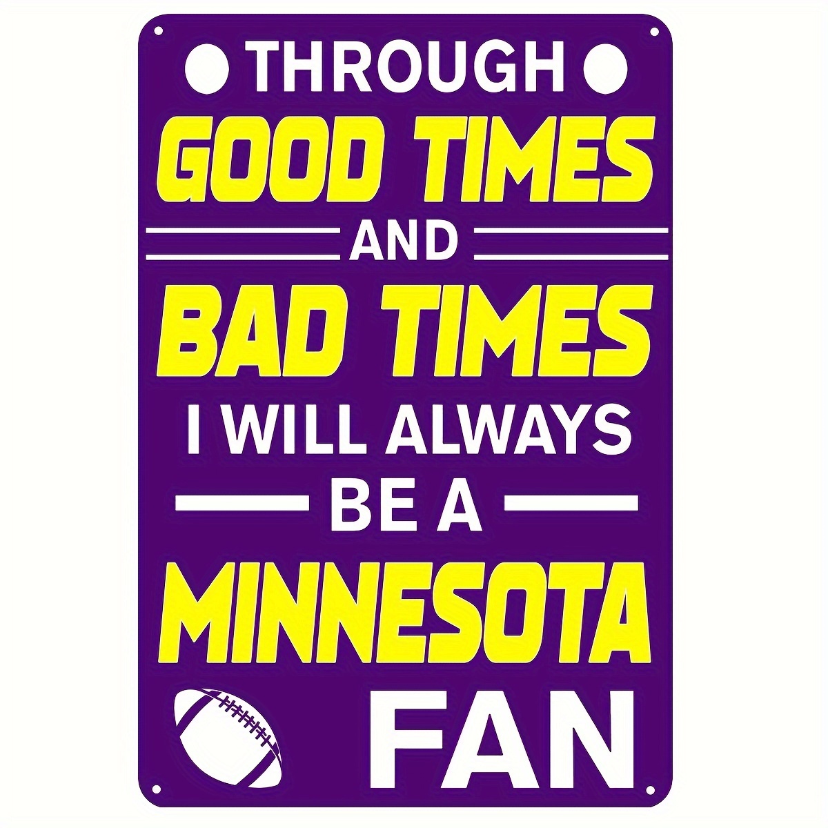 

Fan Vintage Rugby Metal Tin Sign - 8"x12" Purple Iron Wall Decor For Bars, Garages & For Man Caves