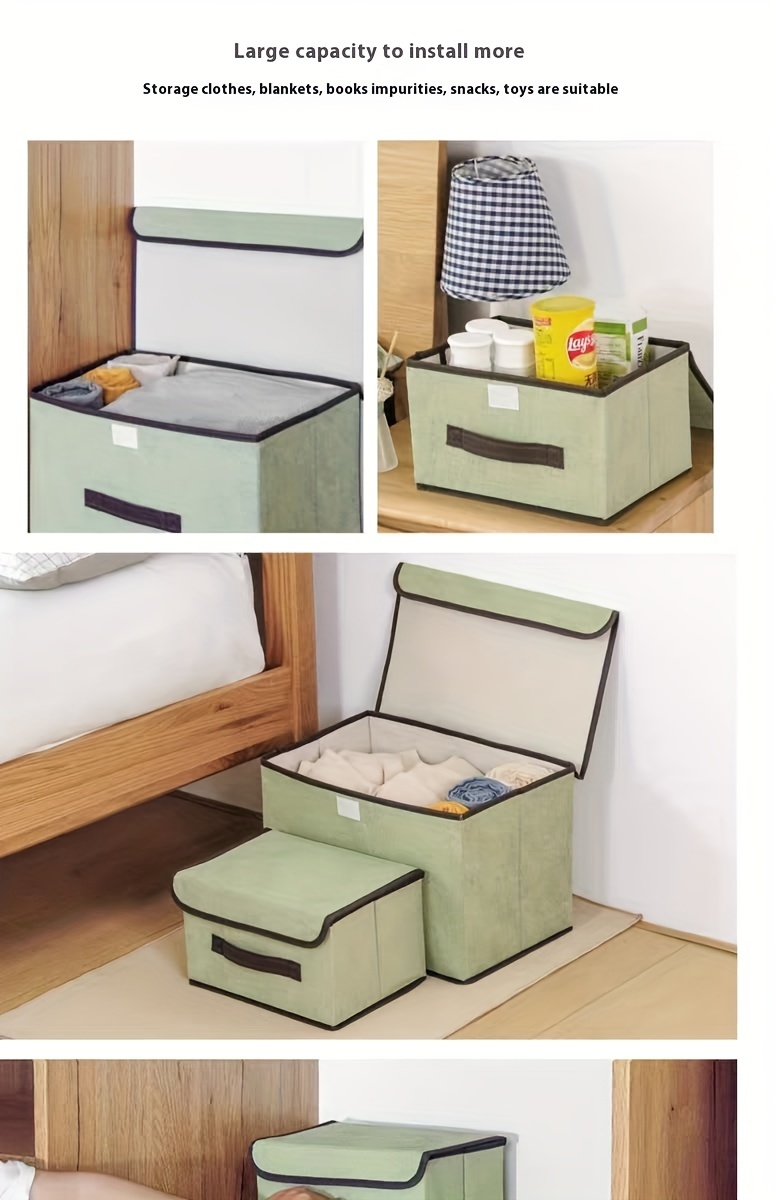 foldable canvas storage boxes   rectangular waterproof multi purpose organizer for home kitchen closet clothing toys miscellaneous items under bed storage details 3