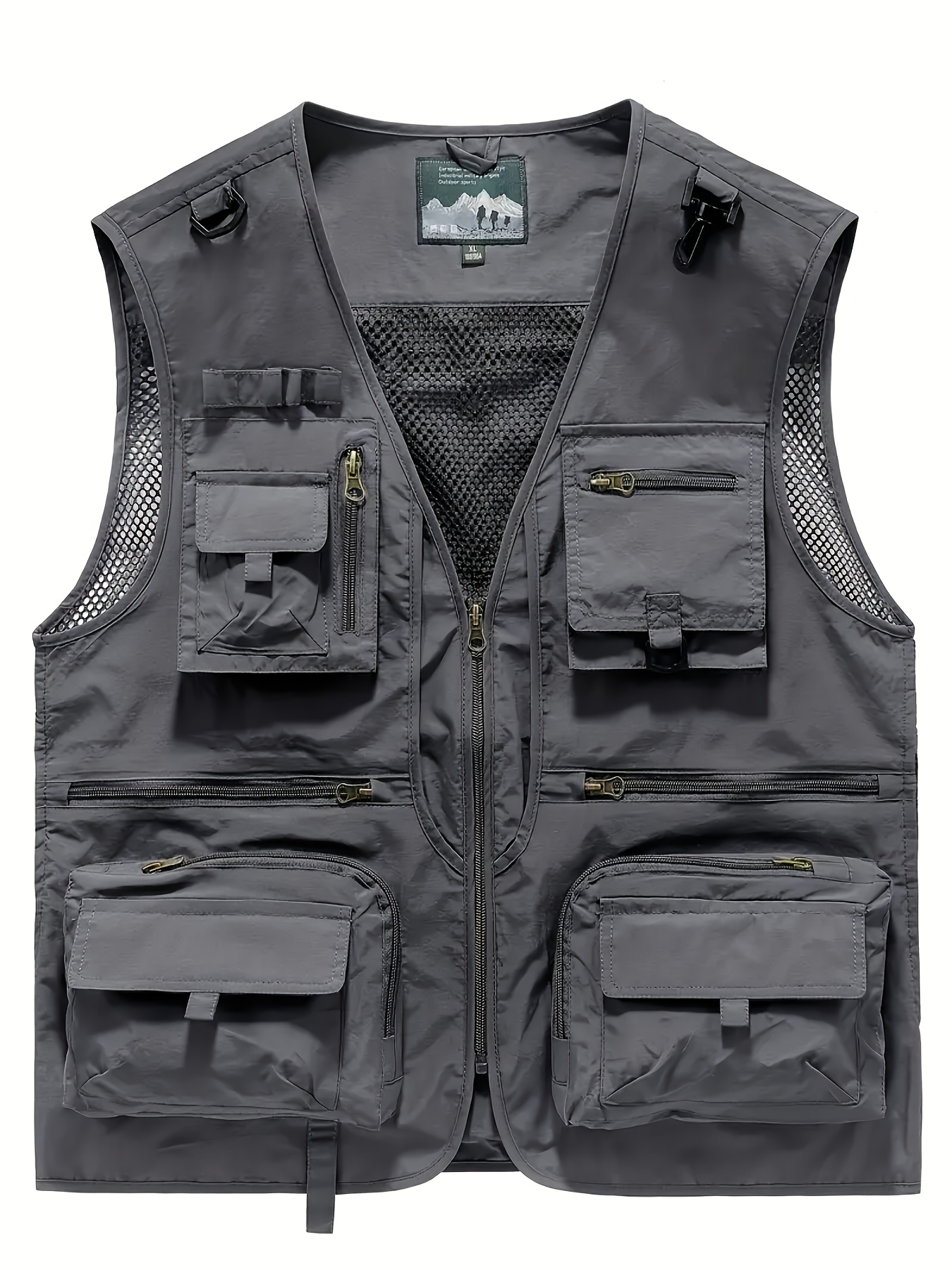 mens casual outdoor vest multi pocket utility fishing vest with zipper breathable mesh workwear waistcoat for hiking hunting camping