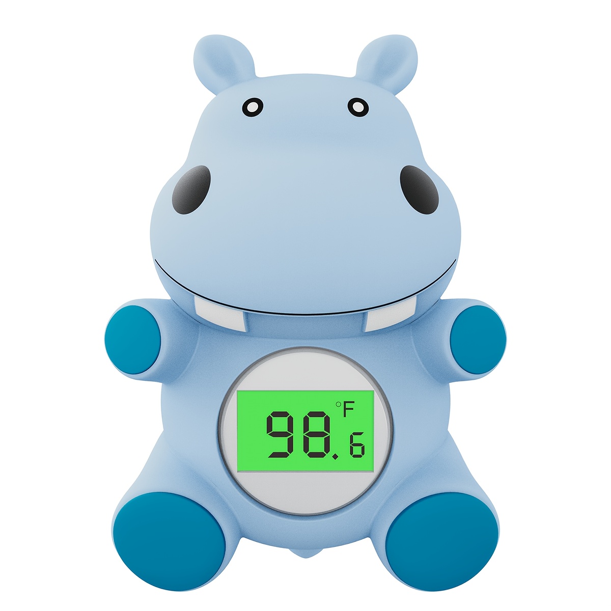 TEMU Newborn Baby Bath Tub Thermometer, Temperature Monitor For Infants & Toddlers, Floating Hippo Bath Toy With 3-color Led Alert, Waterproof, Auto