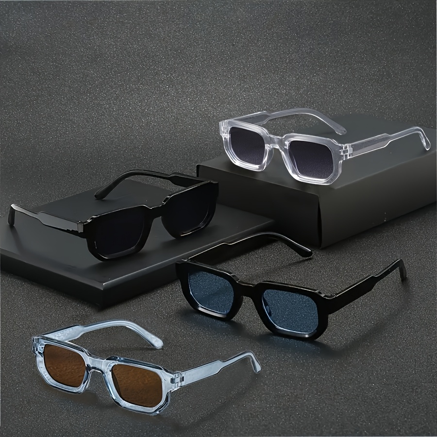 Image of 4pcs Sexy Futuristic Trendy Fashion Cool Sunglasses | Unisex, Full Rim, Wide Frame, Pc Material, Decorative Lens For Ordinary Use