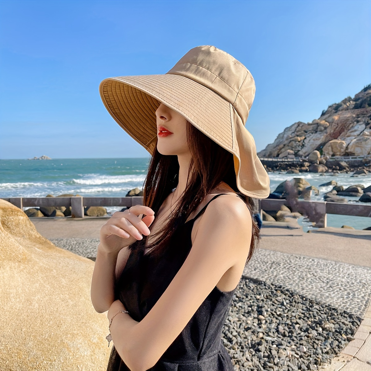 Outdoor Sun Protection Sun Hat Ponytail Hole Hat Women Big - Temu