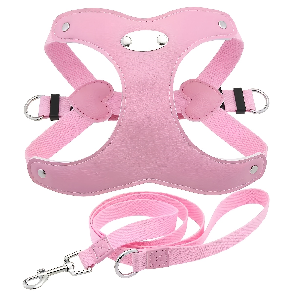 2pcs Custom Pet Leash Set with Adjustable Vest, Engraved Name & Phone Number