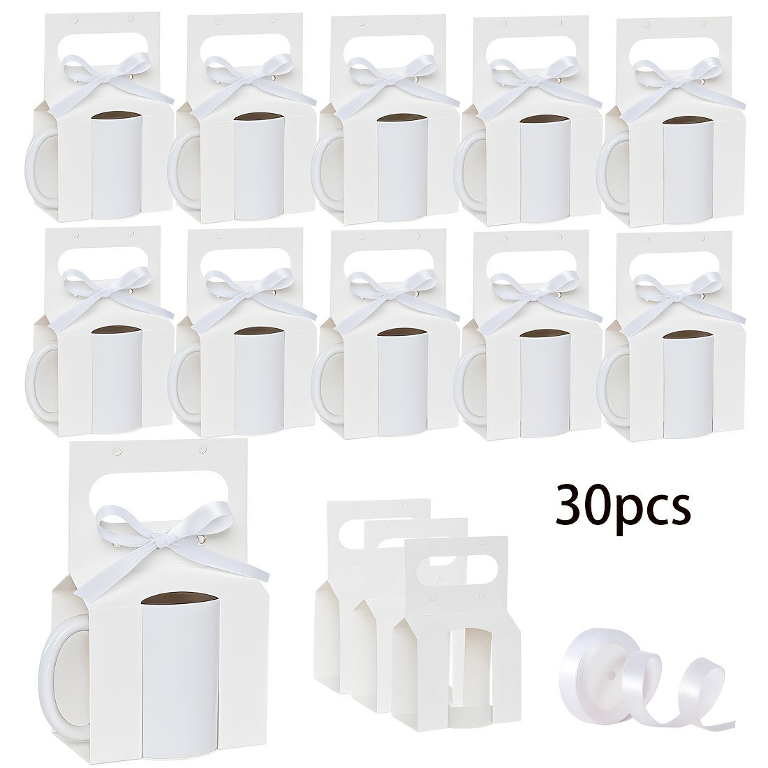 TEMU Scatole da 30 pezzi per confezionamento tazze eleganti con e nastro - Compatibili con tazze per sublimazione, scatole regalo bomboniera per
