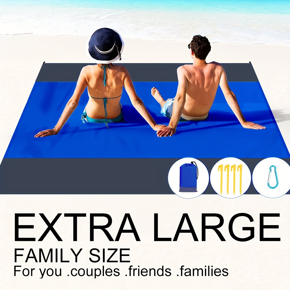 

1pc Striped Extra Large Beach Mat, Sand Free Waterproof Picnic Mat, Lightweight & Portable Camping Mat, Compact Beach Mat, Beach Essentials, Vacation Beach Accessories