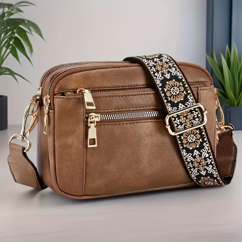 TEMU Fashionable Square Women's Crossbody Bag, A Large-capacity Pu Multi-functional Casual Shoulder Bag Featuring 4 Card Slots And An Adjustable