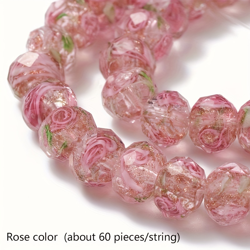 TEMU A String Of 10mm Inner Flower Glass Beads With Surfaces, Approximately 60 Beads Per String, Suitable For Bracelet, Necklace, And Earring Making
