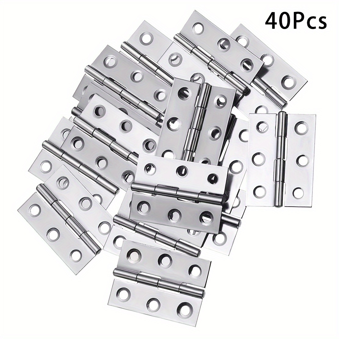 

40pcs Stainless Steel Folding Hinges 2 Inch Door And Window Hinges, Door Hinges Stainless Steel Folding Hinges, Used For Door Frame Cover Wooden Box, Silvery Hardware Control