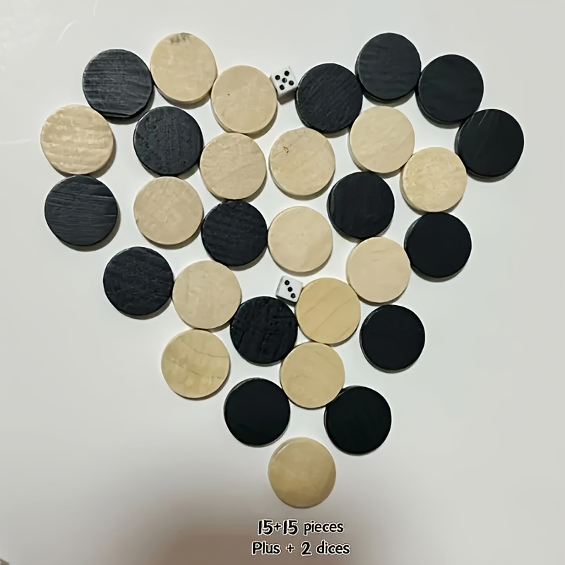 TEMU 32pcs/1 Set Of Wooden Chess Pieces + 2 Dice, Checkers, Chess, Backgammon, Suitable For Family Gatherings, Holiday Activities, Parties, Is The