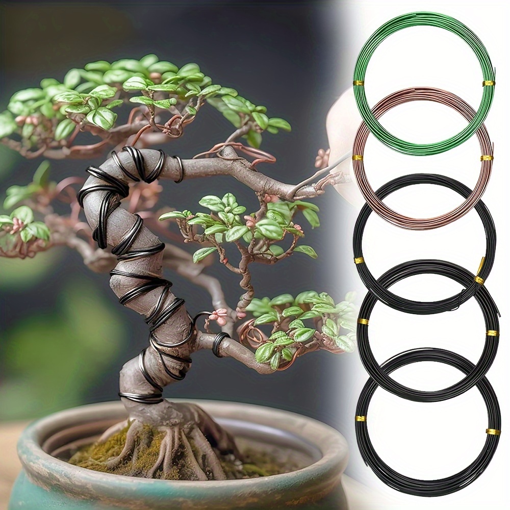 

5 Rolls And Bonsai Tool Kit, Total 164 Feet Wire For Indoor Bonzai Trees, Size Of 1mm, 1.5mm, 2mm Aluminum Wire