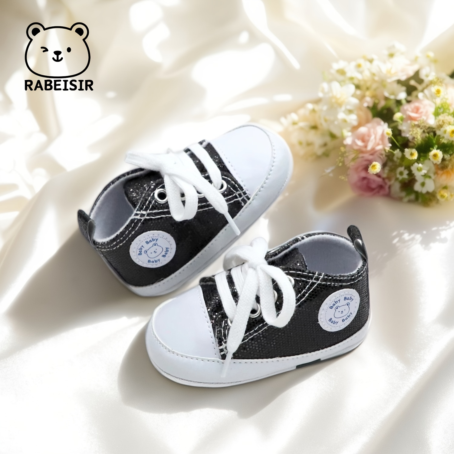Trendy Comfortable Sequin Sneakers For Baby Boys, Lightweight Non Slip Shoes For Indoor Outdoor Walking, Spring And Autumn