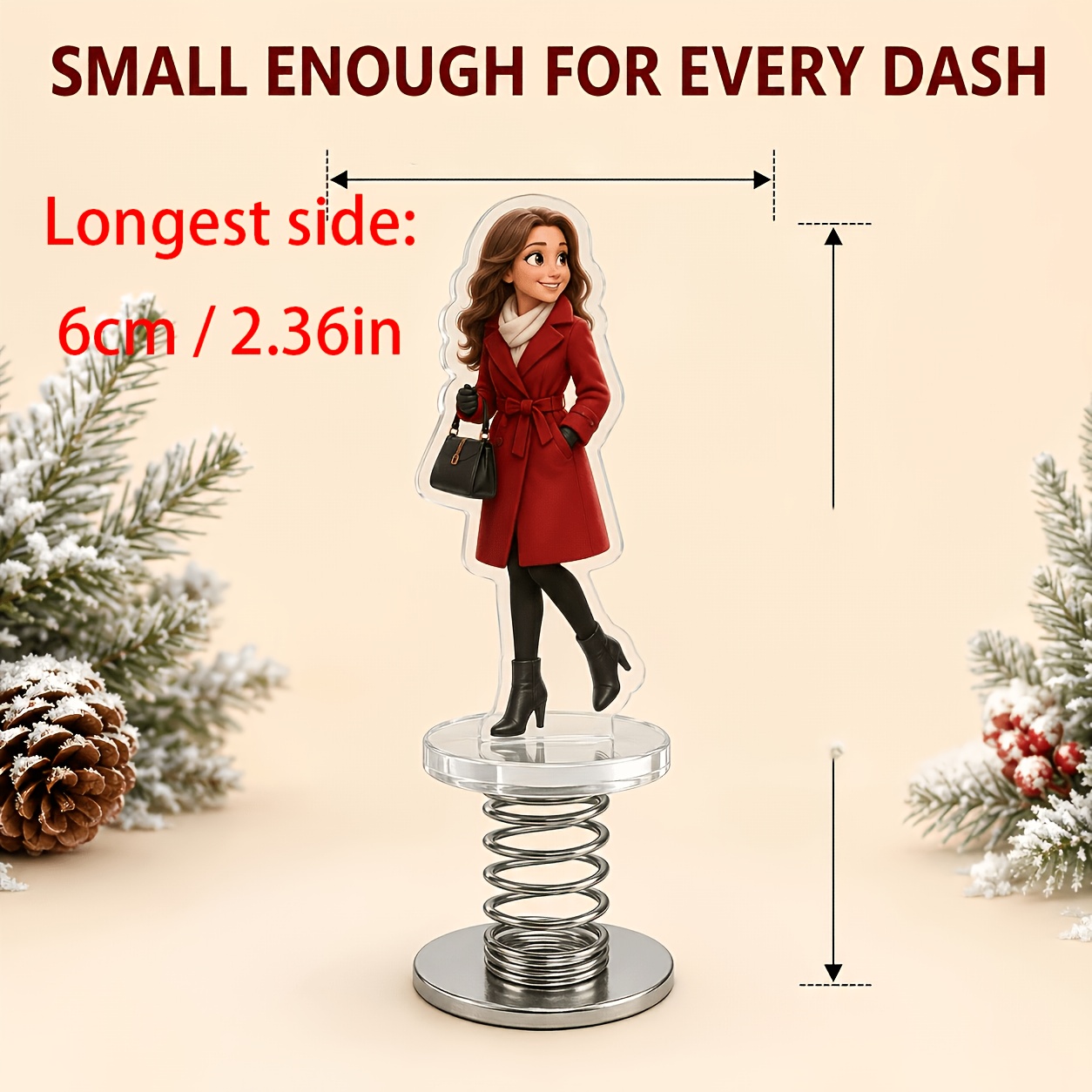 TEMU Personalized Photo Custom Cartoon Car Dashboard Ornament Couple Shaking Head Doll (with Metal Spring Base), Cute And Car Decoration, Ideal Gift