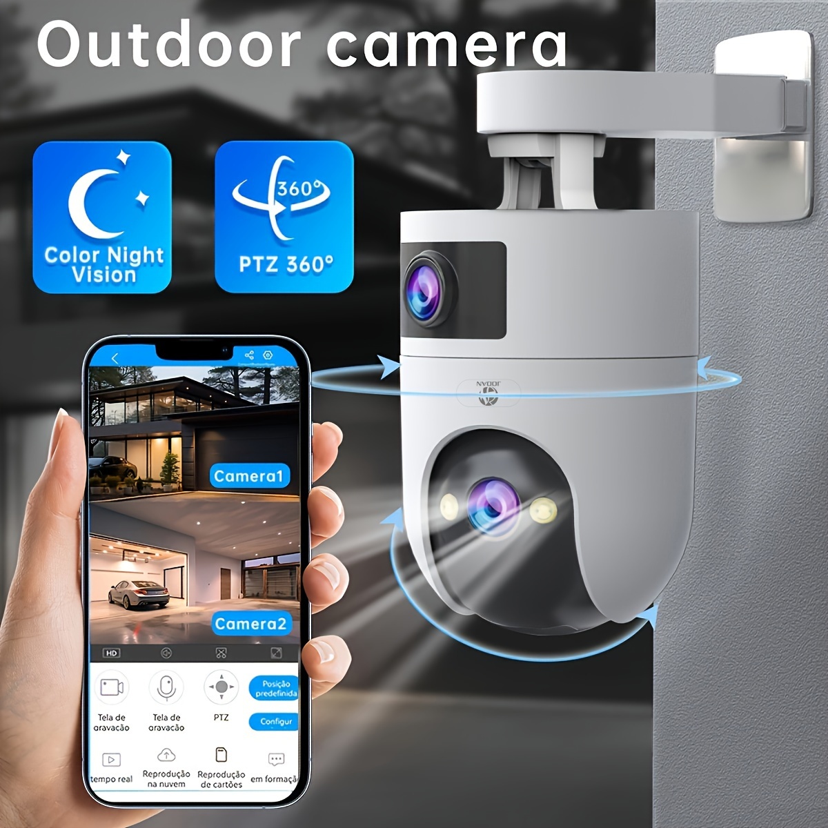 JOOAN PTZ Dual Lens Camera with Dual-Screen, 2.4G&5G, Wall Hanging, 1296p Video, 2-Way Audio, Smartphone App Control, Indoor Security, with Apple Homekit, Wi-Fi Enabled, USB Powered, No Battery, for Ages 14+, Home Security details 3