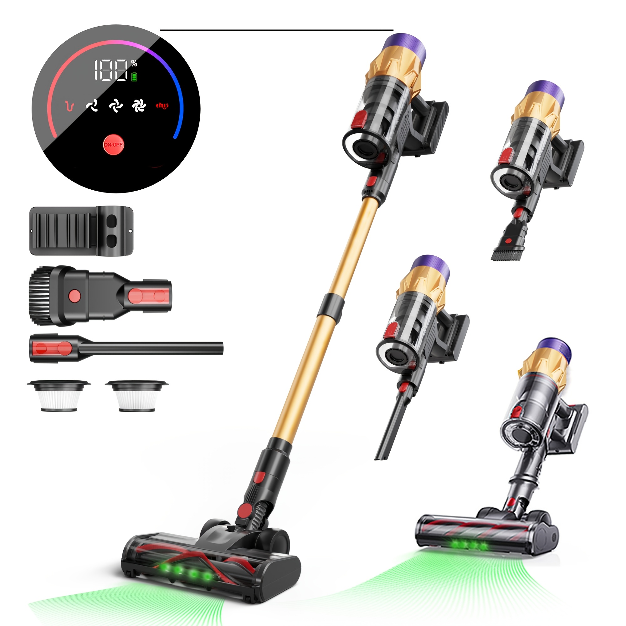 

Cordless Vacuum Cleaner, 550w 45kpa 60mins Cleaner With Touch Screen, Wall Mount Charging, Self-standing, Handheld Vacuum Cleaners For Home/pet Hair/carpets/hard Floors