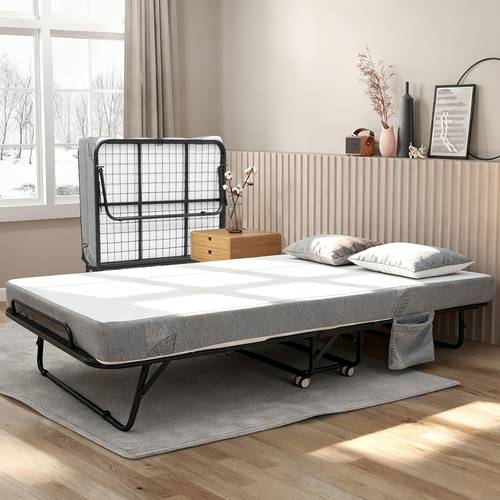 folding bed with mattress 75 x 31 folded bed with 5 memory foam mattress and sturdy metal frame guest beds on wheels for adults space saving