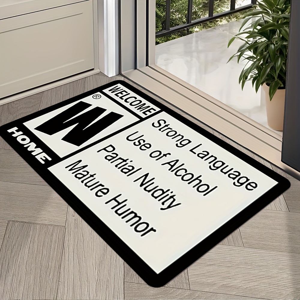 TEMU 1pc Hd 2d Flat Printed Floor Mat, Humorous Welcome Doormat - Strong Language And Partial Mature Content - Machine Washable, Indoor Outdoor