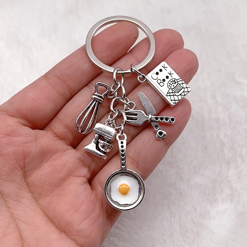 

Cooking Keychain, Frying Pan, Whisk, Cookbook, Tableware, Chef, Cross-border Keychain