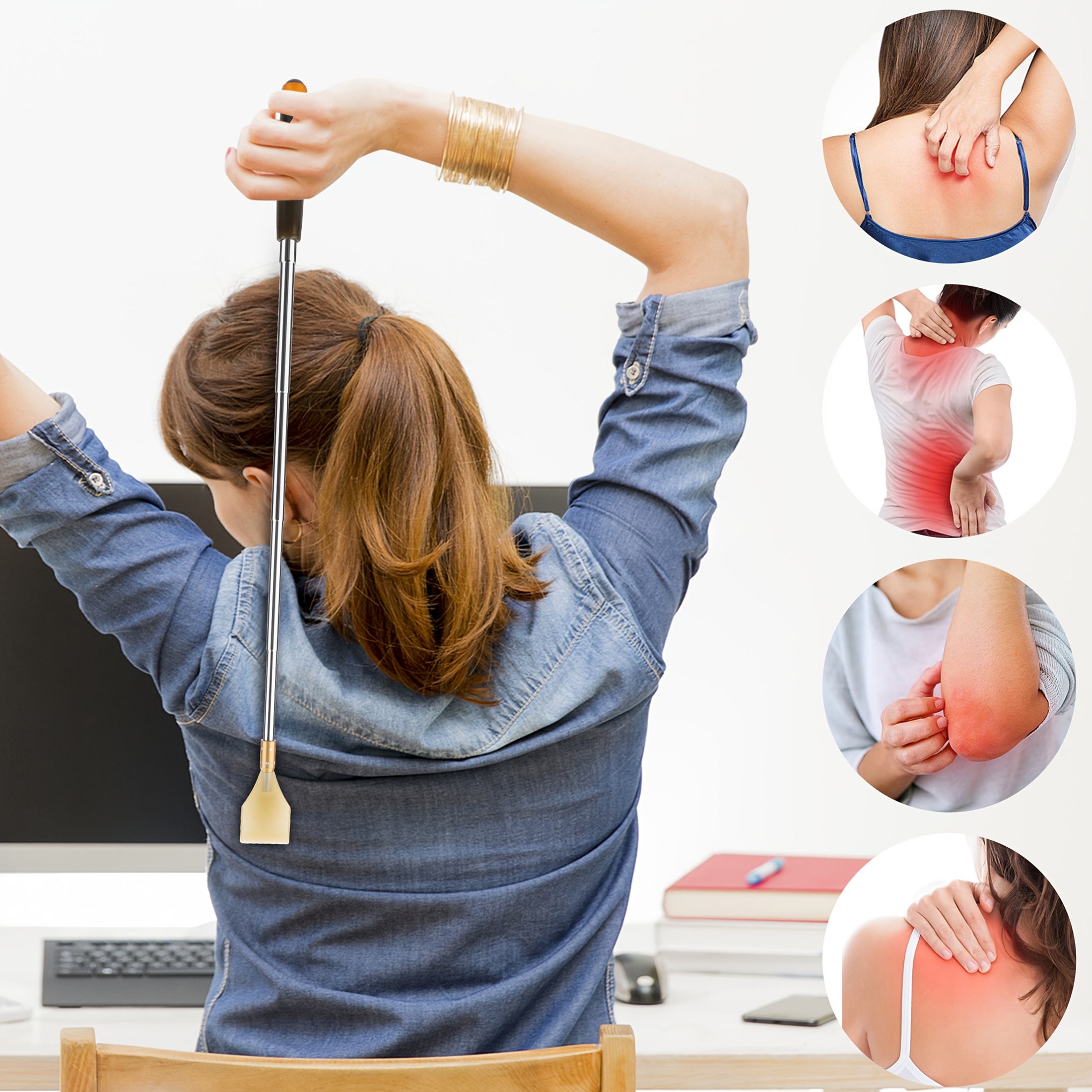 2pcs telescopic back scratcher extendable stainless   scratcher portable handheld massager gift for men women Product details 1