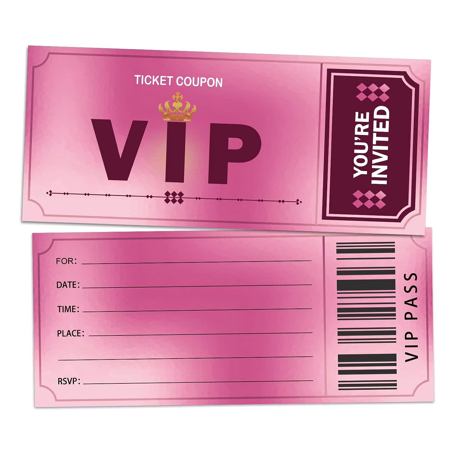 E-shop 20 Stück rosa Geburtstagsparty-Einladungen, Film-VIP-Tickets, Party-Einladungen, Partyzubehör für Babypartys, Dekorationen und Artikel für