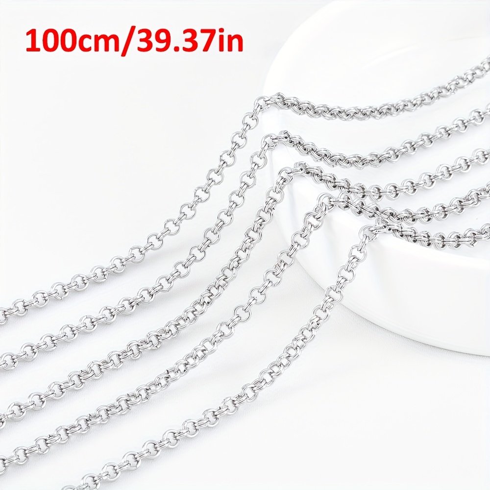 Image of 1 Meter Of Stainless Steel Double Ring Chain, 4mm Easy Round Link Chain For Jewelry Like Necklaces And Bracelets