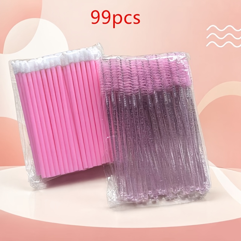 TEMU Kit profesional de 99 piezas para extensión de pestañas con brochas y aplicador en barra - para de ojos, delineador, lápiz labial, rímel,