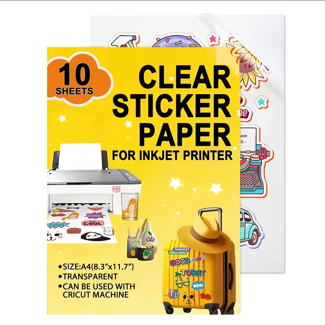 a4 clear glossy vinyl sticker paper for inkjet printers 10 sheets transparent decal paper for diy crafts labels  