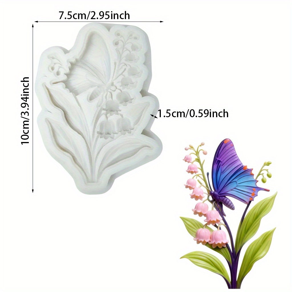 E-shop Silikonharzformen in Form von Maiglöckchen und Schmetterling, geeignet für Gips, Seife, Schmuckverzierungen, Bastelornamente,