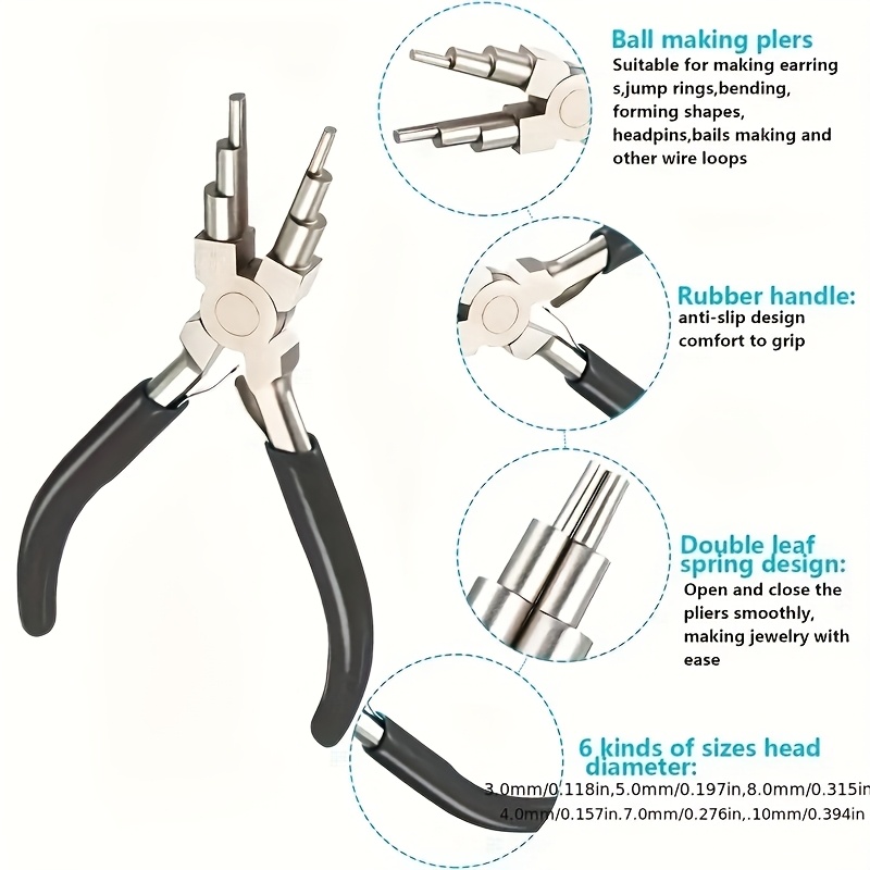 TEMU A Pair Of Jewelry Pliers Carbon Steel Round Nose Pliers Needle Pliers (round Nose Pointed Pliers For 3-10mm Rings Diy Jewelry Pliers Jewelry