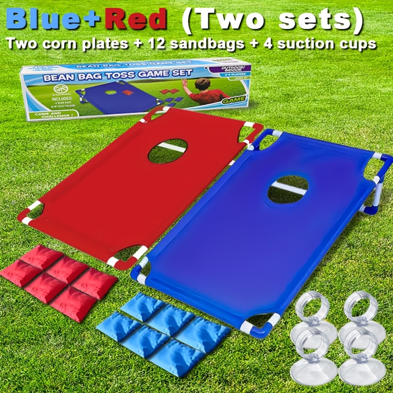 TEMU Outdoor Portable Bean Bag Toss Set Includes 6/12 Bean Bags, Red And Blue Boards, Gift Box Packaging, Perfect For Outdoor Camping/backyard
