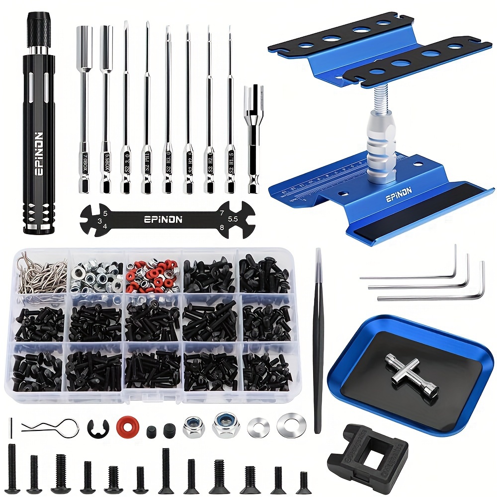 

Epinon Rc Repair Tool Set With And 520pcs Kit And Rc Screwdrivers And Screws For 1/8 1/10 1/12 1/16 1/18 Rc Car Truck Buggy, Epinon