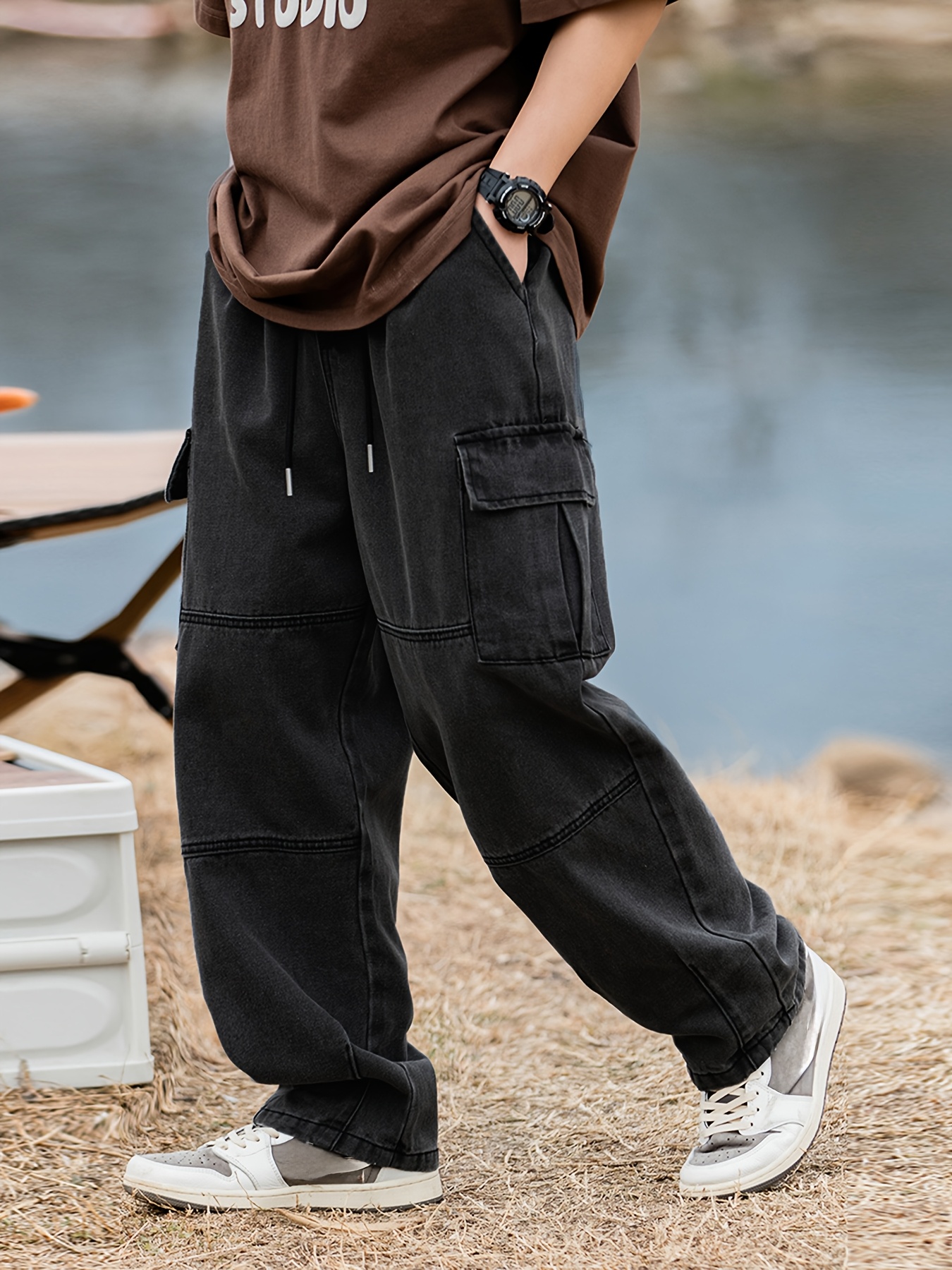 Black Cargo Pants Cheap Black Baggy Jeans New Autumn Winter Denim
