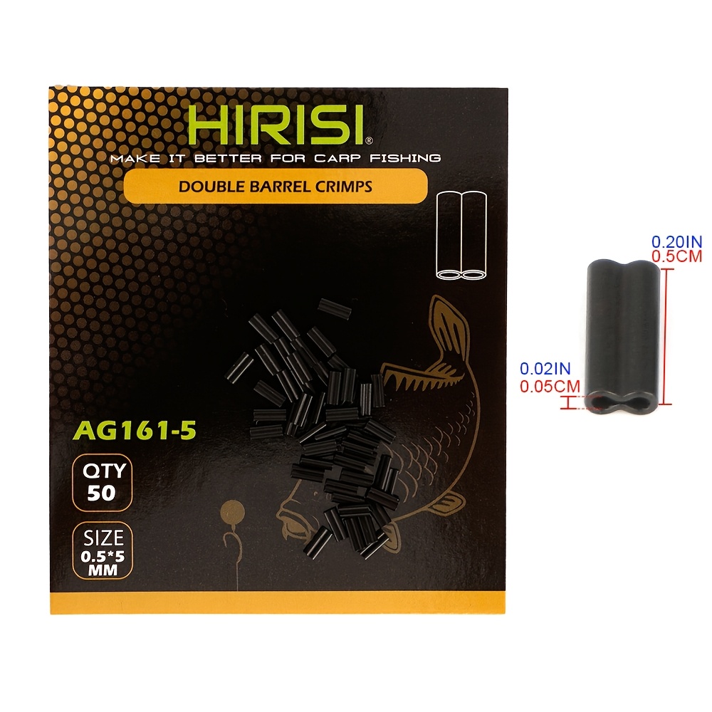 TEMU Hirisi 50pcs Carp Fishing Double Crimps, Line Crimp Sleeves For Fishing Additions